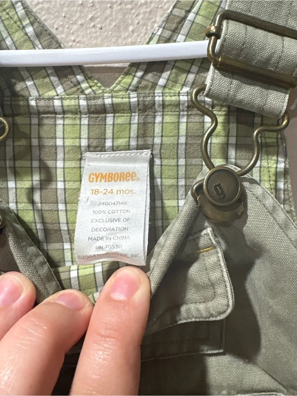 Gymboree Army green overalls with transportation patches